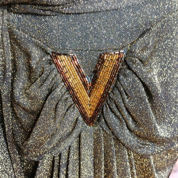 Bronze sparkly vintage cocktail dress by Jackie Betnard for Eklektic, size Small - Picture 2 of 4